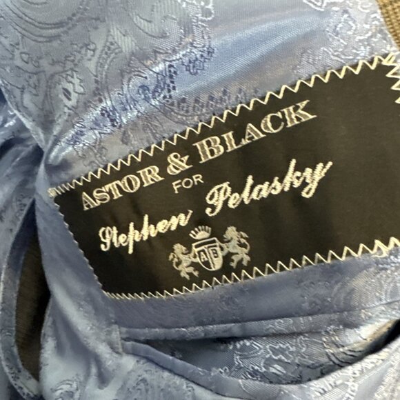 Astor & Black Ermenegildo Zegna Cool Effect Wool Blazer Gray Blue Plaid  Men 42R - Picture 5 of 8